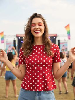 Uptownie - Stretchable Polka Dot Peplum Top