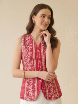 Uptownie - Pure Linen Tie-Dye Waistcoat with Button Front