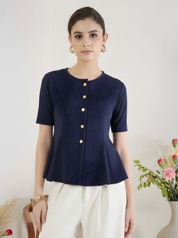 Uptownie - Stretchable Pleated Peplum Bomber