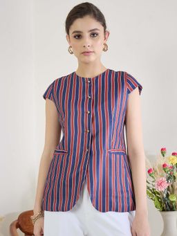Uptownie - Pure Linen Striped Tailored Waistcoat