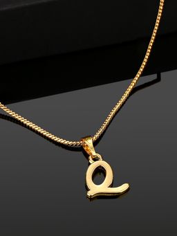 Estele - Valentine Gift - Gold Plated Initial Q Letter Pendant for Women