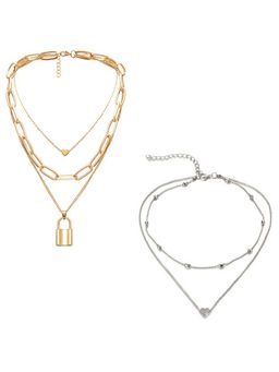 Jewels Galaxy - Jewellery For Women Gold-Plated Layered Necklace (Set of 2)