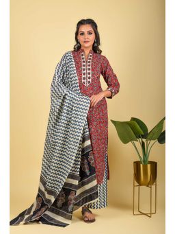 Anastay Clothing - Sangeria Red with Palazzo Suit (Set of 3)