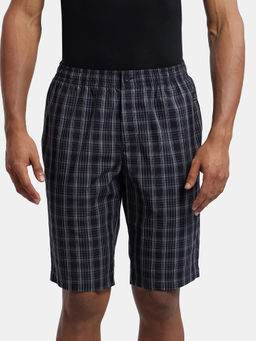 Jockey - 9005 Men Super Combed Cotton Woven Printed Bermuda - Black