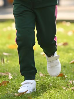 ANTHRILO - Green Fleece Pink Glitter Tape Joggers
