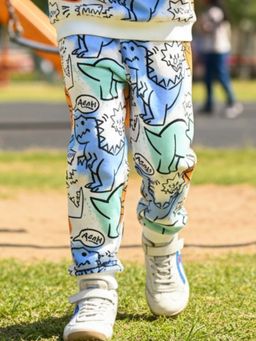 ANTHRILO - Dinosaur Wow Fleece Boys Joggers-White