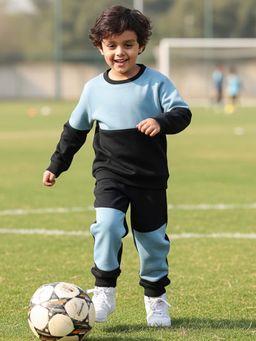 ANTHRILO - Black Blue Interlock Boys Sweatshirt Joggers Set