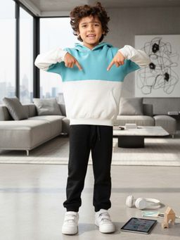 ANTHRILO - Oil Green White Color Block Hoodie Black Jogger Set - Oil Green/Black