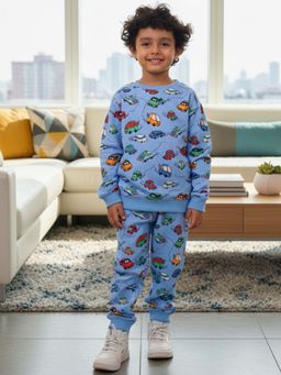 ANTHRILO - Cars Boys Fleece Sweatshirt Jogger Set - Blue