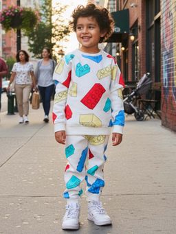 ANTHRILO - Block Builder Fleece Sweatshirt Jogger Set - Off White