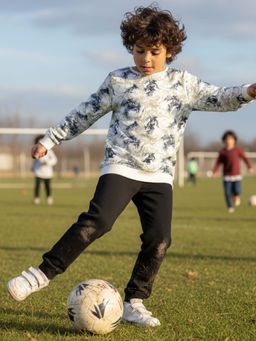 ANTHRILO - Blue Lightning Fleece Sweatshirt Black Jogger Set - Blue/Black