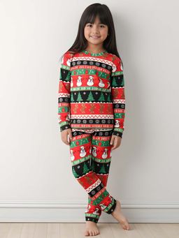 ANTHRILO - Christmas Red Girls Long Sleeve Pyjama Set - Red
