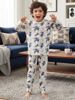 ANTHRILO - Black Blue Lightning Long Sleeve Pyjama Set - Blue