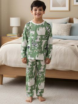 ANTHRILO - Animal Green Boys Long Sleeve Pyjama Set - Green