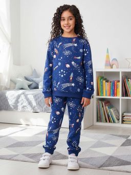 ANTHRILO - Solar Dreams Girls Fleece Sweatshirt Jogger Set - Blue