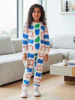 ANTHRILO - Apple Pear Girls Fleece Sweatshirt Jogger Set - Multi-Color