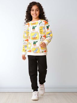 ANTHRILO - Dinosaur Stamp Girls Sweatshirt With Joggers