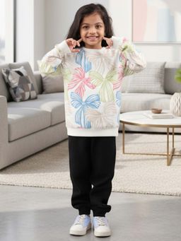 ANTHRILO - Painted Bow Girls Fleece Sweatshirt With Joggers