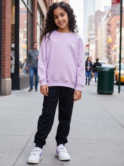 ANTHRILO - Pink Melange Black Fleece Sweatshirt With Joggers