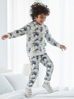 ANTHRILO - Black Blue Lightning Fleece Boys Hoodie with Jogger Set