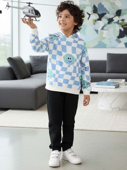 ANTHRILO - Globe Check Fleece Boys Hoodie Black Jogger Set