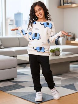 ANTHRILO - Elephant Safari Girls Fleece Sweatshirt with Jogger Set