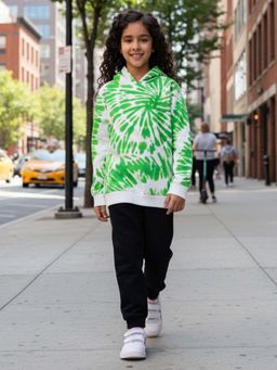 ANTHRILO - Green Swirl Girls Hoodie Black Jogger Set