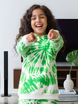 ANTHRILO - Green Swirl Girls Fleece Hoodie