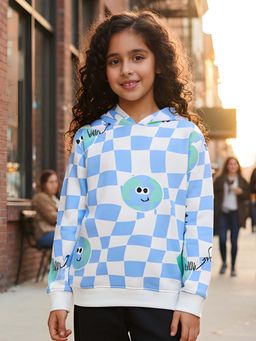 ANTHRILO - Globe Check Girls Fleece Hoodie - Blue