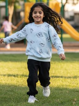 ANTHRILO - Butterfly Blue Girls Fleece Sweatshirt and Joggers