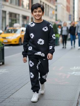 ANTHRILO - Black Printed Sweatshirt and Joggers