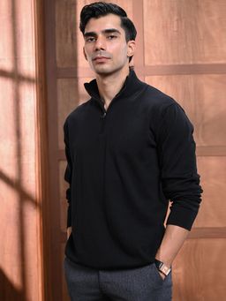Andamen - Men Cotton Black High Neck Sweater