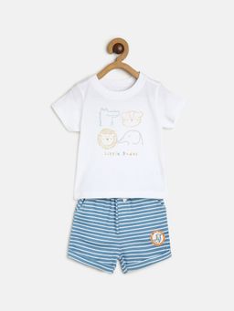 MINI KLUB - Boys White T-Shirt and Bottom (Set of 2)