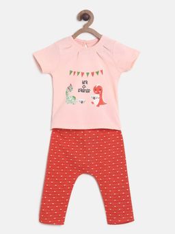 MINI KLUB - Girls Multi-Color Top and Printed Bottom (Set of 2)