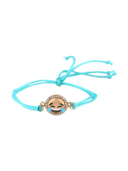 Estele - Gold Plated Face with Tears of Joy Designer Emoji Rakhi with Fancy Silk Thread