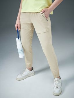 Technosport - Beige Solid Relaxed Fit Joggers