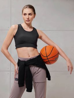 Technosport - Black Solid Slim Fit Bra