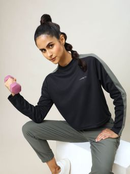 Technosport - Black Colorblock Slim Fit Sweatshirt