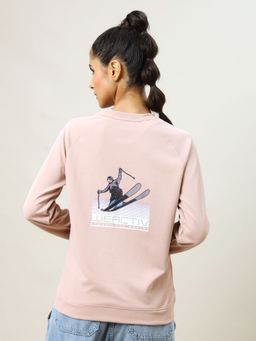 Technosport - Pink Printed Slim Fit Sweatshirt