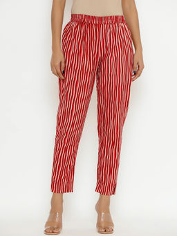 PINKVILLE JAIPUR - Red Stripes Straight Pants