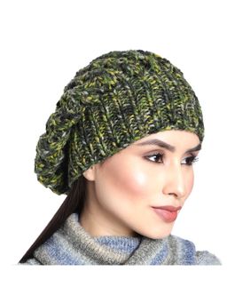 Magic Needles - Women Green Woollen Handknitted Beanie