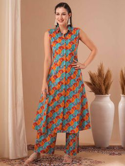 FASHOR - Women Floral Printed Kurta with Palazzo - Multi-Color (Set of 2)