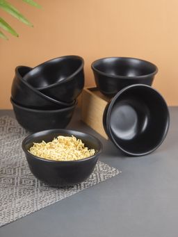 Voncasa - Soup Bowl (Black Matte Spiral) Set of 6