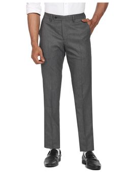 Arrow - Men Dark Grey Heathered Hudson Tailored Fit Formal Trousers