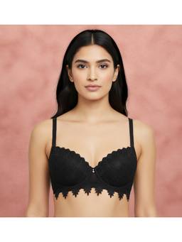 Shyaway - Black Beauty Padded Wired Lacework Half Coverage Push-Up Fashion Bra