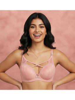 Shyaway - Peach Padded Wired Half Coverage Push-Up Fashion Bra