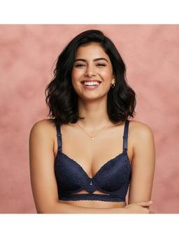 Shyaway - Dark Blue Padded Wired Half Coverage Push-Up Fashion Bra