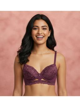 Shyaway - Dark Purple Padded Wired Half Coverage Push-Up Fashion Bra