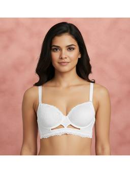 Shyaway - White Padded Wired Half Coverage Push-Up Fashion Bra
