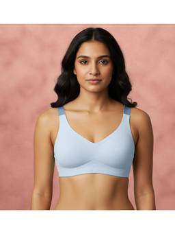 Shyaway - Pastel Blue Padded Wirefree Casual 3/4Th Coverage Everyday T-shirt Bra